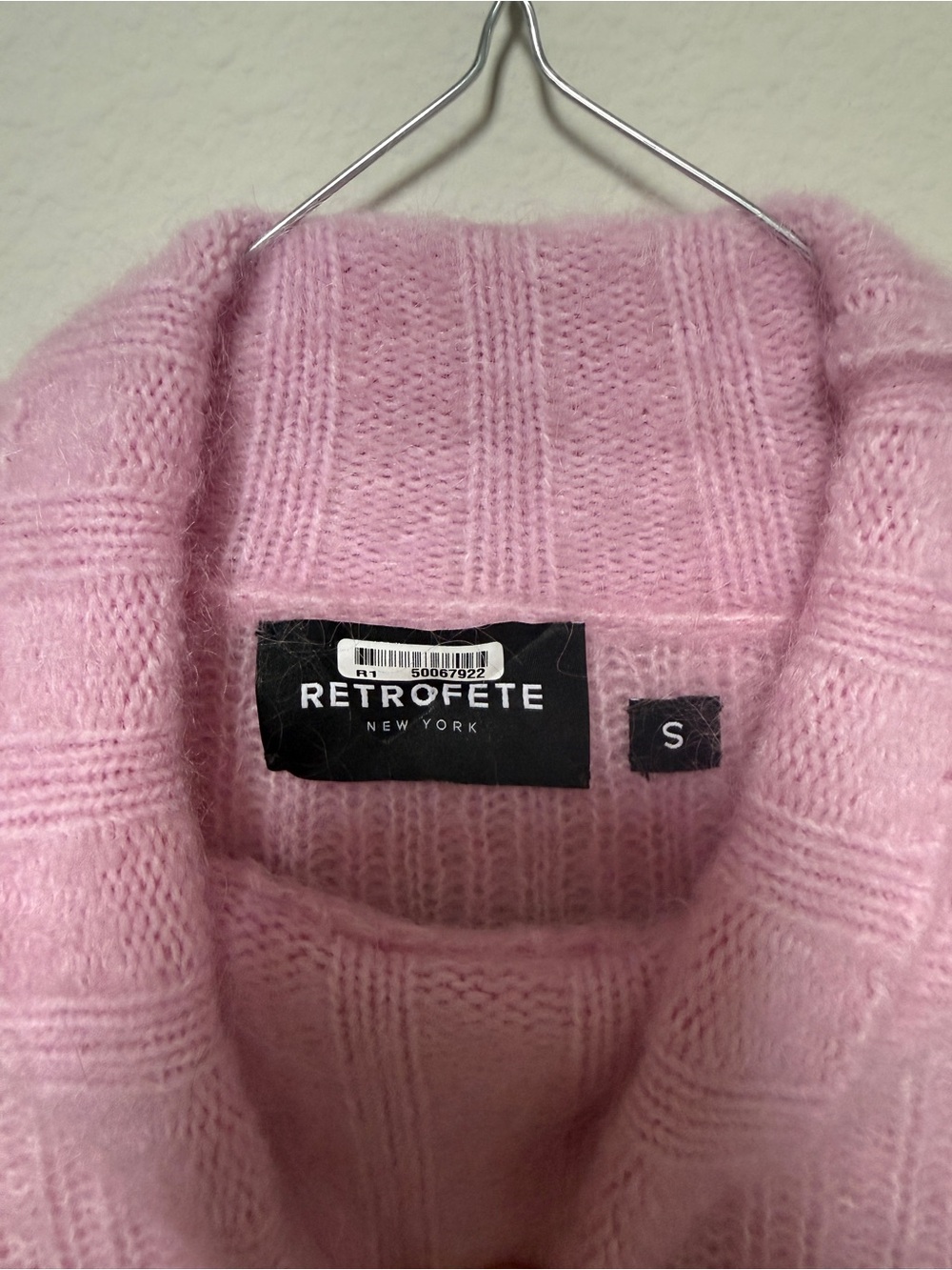 Retrofete Soft Wool and Mohair Ribbed Turtleneck Sweater in Light Pink - Picture 4 of 6